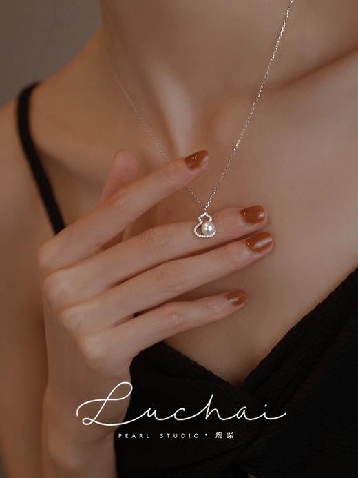 天然淡水湖纯银葫芦吊坠耳环套盒 商品图4