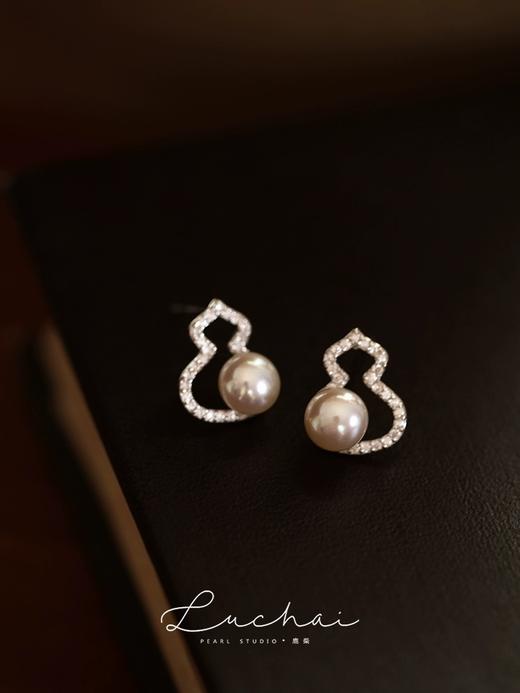 天然淡水湖纯银葫芦吊坠耳环套盒 商品图6