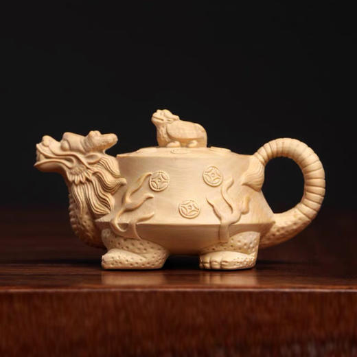 龙龟把把壶°黄杨木摆件 商品图1
