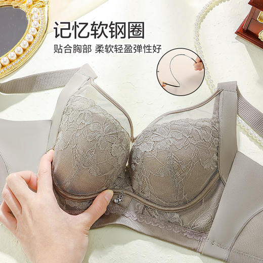 浮雕蕾丝云感棉文胸 软钢圈小胸显大AB杯上薄下厚 聚拢升级 抹胸全罩杯小胸不空杯 商品图4