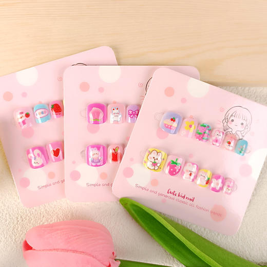 【9.9抢12片！多巴胺可爱美甲贴】随贴随卸，果冻胶款儿童穿戴甲美甲12片系列指甲贴片卡通甲片 商品图0
