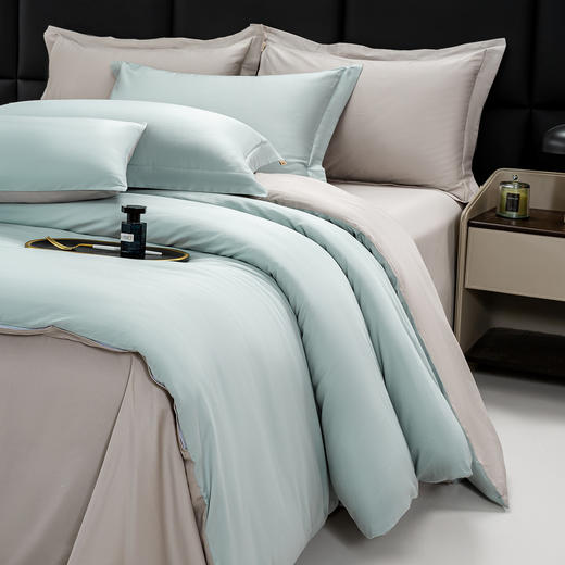 【维科家纺】60S天雪长绒棉A类抑菌四件套-撞色款（蓝灰） 商品图3