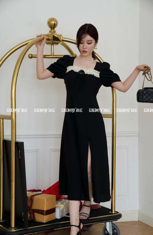 【门店同款】ENJOY夏季赫本风方领开叉连衣裙 157844092 商品图6