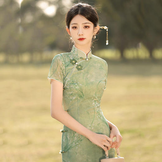 日常可穿复古修身传统八扣改良长款旗袍连衣裙ZQ- SC18719 商品图4