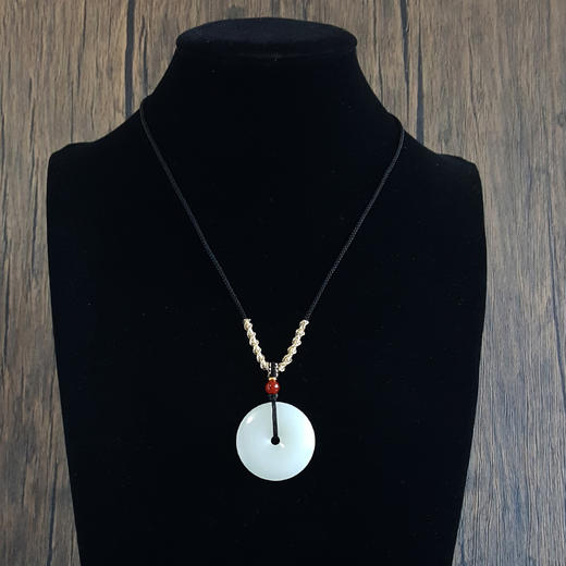 【天然正品】天然精品新疆料无杂裂极油平安扣造型和田玉（如意、吉祥）吊坠项链170524TJ08 商品图5