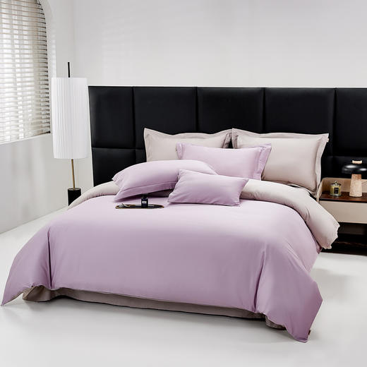 【维科家纺】60S天雪长绒棉A类抑菌四件套-撞色款（紫灰） 商品图2