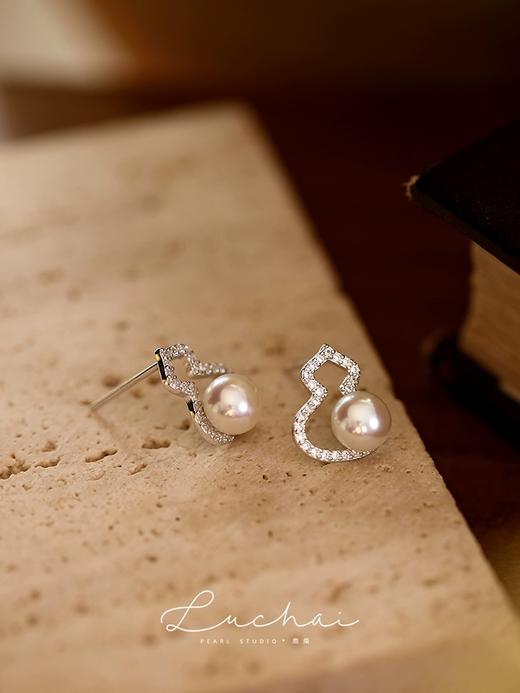 天然淡水湖纯银葫芦吊坠耳环套盒 商品图7