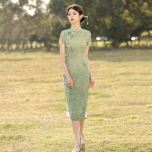 日常可穿复古修身传统八扣改良长款旗袍连衣裙ZQ- SC18719 商品图3
