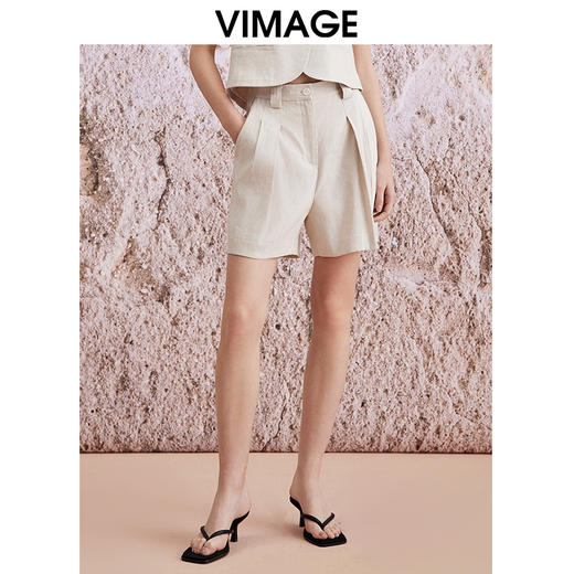 VIMAGE纬漫纪夏季新款时尚休闲高腰显瘦通勤阔腿短裤V2105734 商品图3
