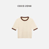 COCO ZONE2024时尚撞色圆领短袖针织衫通勤百搭上衣CC1B0727 商品缩略图0
