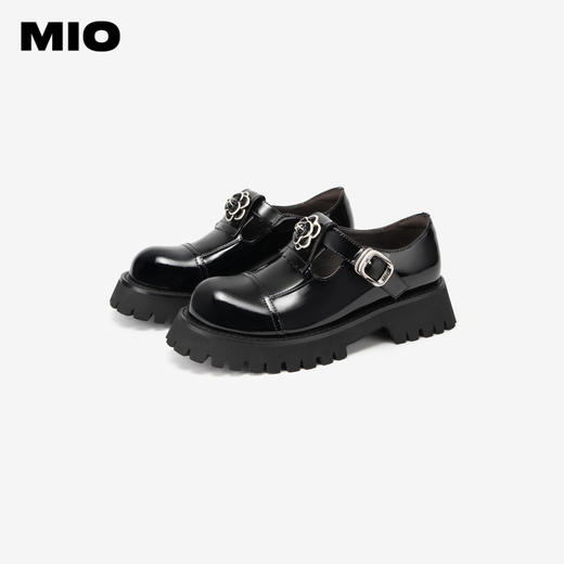 MIO米奥秋季中跟单鞋复古山茶花显高厚底时髦玛丽珍鞋女鞋M244514467 商品图3