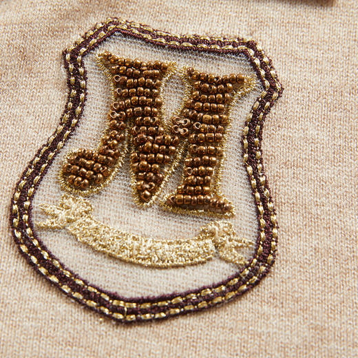 谜底套头针织衫女2024春季新款学院风翻领短款修身毛衫241MZ0360 商品图3