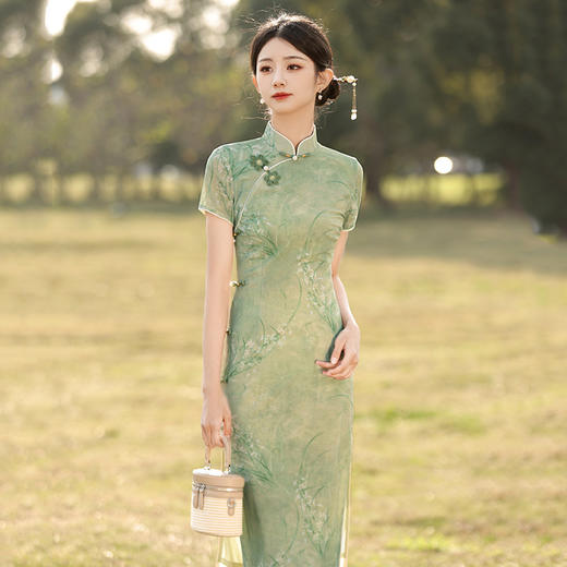 日常可穿复古修身传统八扣改良长款旗袍连衣裙ZQ- SC18719 商品图1