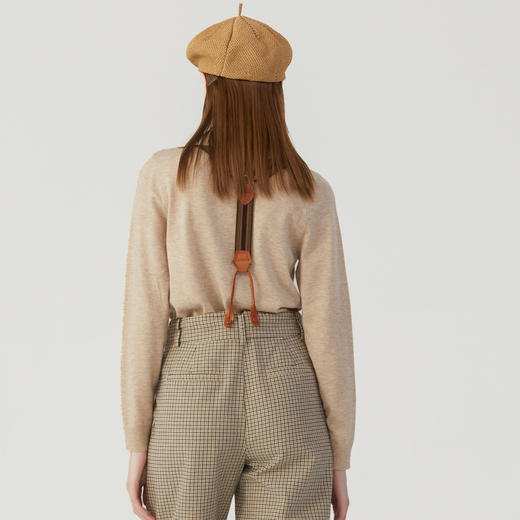 谜底套头针织衫女2024春季新款学院风翻领短款修身毛衫241MZ0360 商品图2