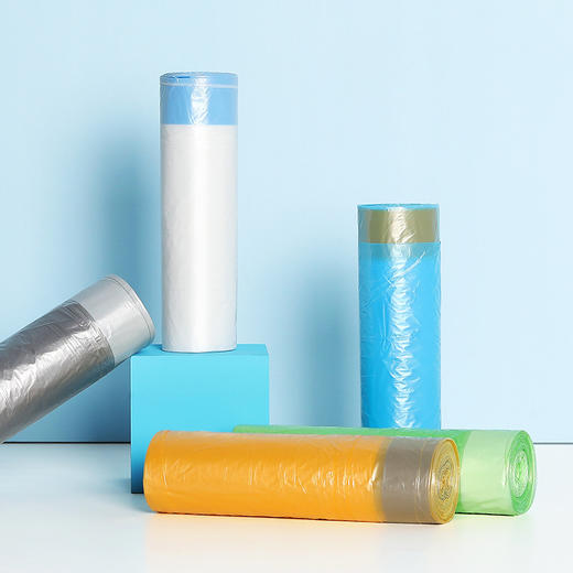 【13.9到手75只！抽绳式垃圾袋】穿绳式垃圾袋,提拎更方便，轻松收口，一拎就走，一款不脏手的垃圾袋，家用加厚清洁袋L 商品图1