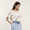 谜底T恤短袖女士2024年夏季新品文艺风圆领贴布绣花上衣242MT0712 商品缩略图1