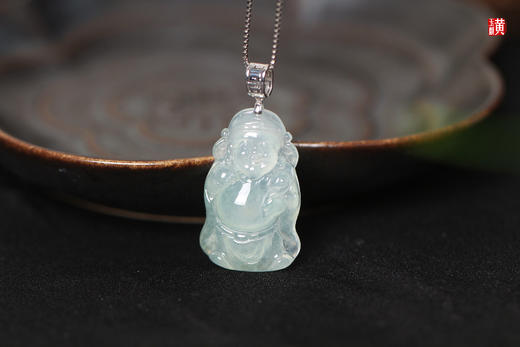 天然翡翠【财神】吊坠 镶嵌：18k 金扣 商品图1