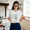 OLrain欧芮儿米白色短袖T恤女夏季2024新款通勤百搭趣味印花上衣 商品缩略图0