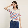 谜底条纹针织衫短袖女2024夏季新品文艺风圆领套头上衣242MZ0888 商品缩略图1