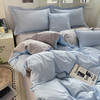 【维科家纺】素色全棉四件套纯棉简约床品撞色被套三件套（蓝灰） 商品缩略图4