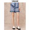 VIMAGE纬漫纪秋季新款时尚复古高腰显瘦通勤阔腿短裤V2205801 商品缩略图2