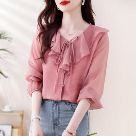 法式温柔减龄衬衫，气质上衣防晒衣K-A77N8772
