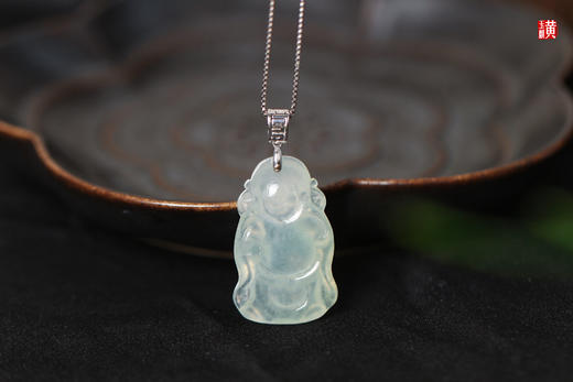 天然翡翠【财神】吊坠 镶嵌：18k 金扣 商品图4