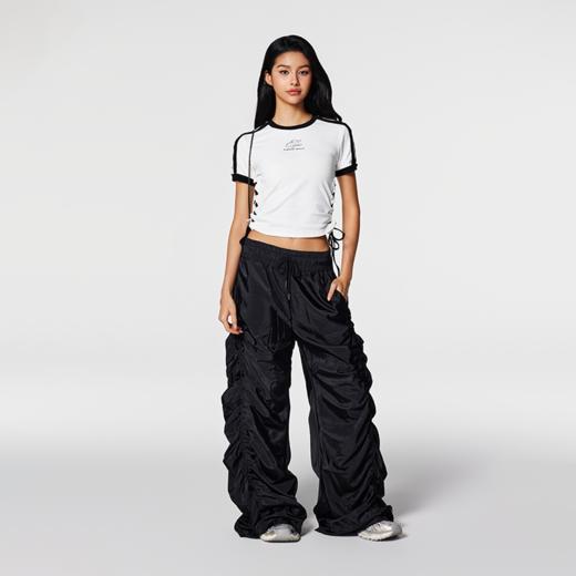 【Achock官方店】潮牌辣妹绑带设计露脐短袖美式夏季新款圆领T恤 商品图3