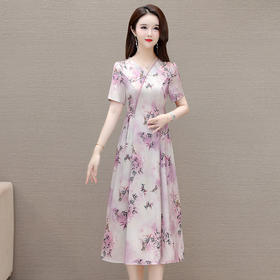 新中式印花中长款，修身时尚连衣裙QYM-OMS-XQA469-L
