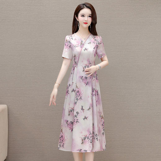 新中式印花中长款，修身时尚连衣裙QYM-OMS-XQA469-L 商品图0