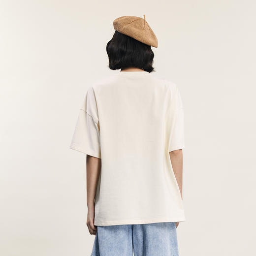 谜底中长款T恤短袖女2024年夏季新品文艺风圆领绣花上衣242MT0593 商品图2