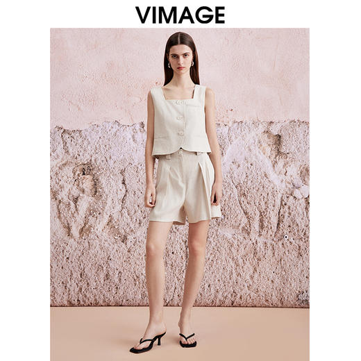 VIMAGE纬漫纪夏季新款时尚休闲高腰显瘦通勤阔腿短裤V2105734 商品图1