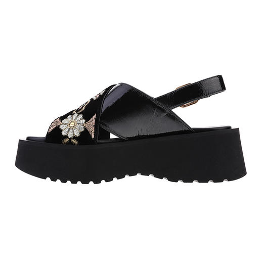 sheme蝶雨彩虹系列 刺绣点缀 厚底交叉 增高显腿长 新中式女士凉鞋可定制 商品图1