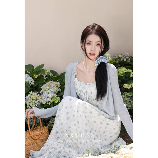 【6折秒杀】鹿向南 法式气质连衣裙女夏新款收腰仙气吊带裙L35529+L35529SY-1 商品图4