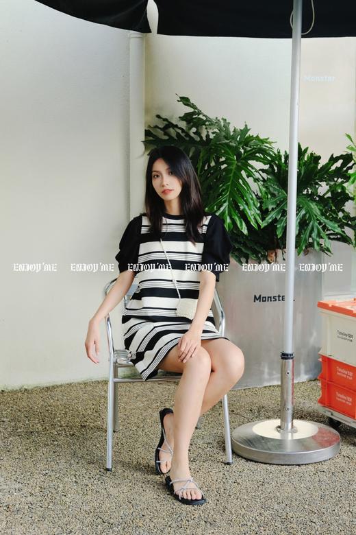 【门店同款】ENJOY夏季珍珠包撞色条纹连衣裙 157993231 商品图3