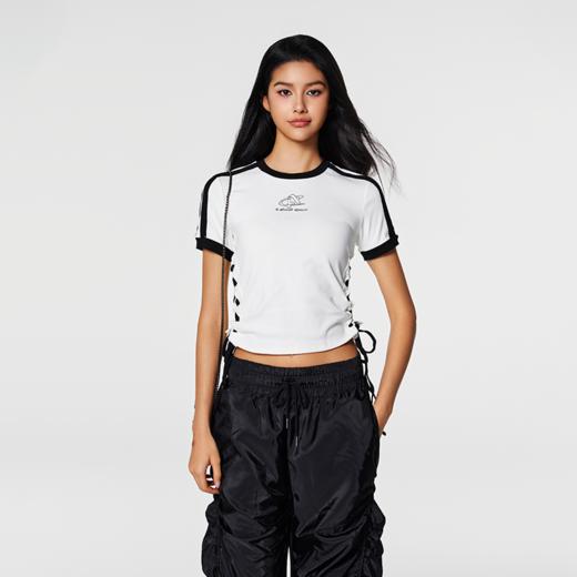 【Achock官方店】潮牌辣妹绑带设计露脐短袖美式夏季新款圆领T恤 商品图2