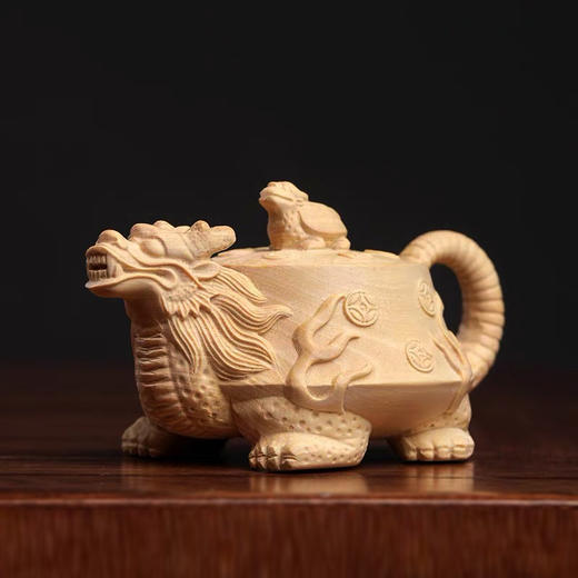 龙龟把把壶°黄杨木摆件 商品图0