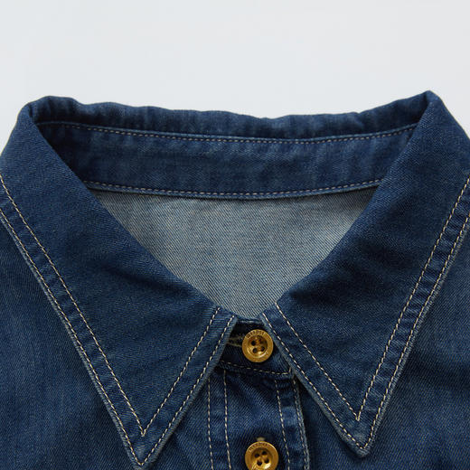 谜底牛仔连衣裙短袖女2024夏季款复古文艺后背刺绣长裙247ML5101 商品图3