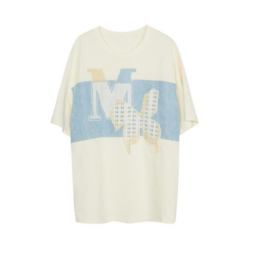 谜底中长款T恤短袖女2024年夏季新品文艺风圆领绣花上衣242MT0593 商品图4