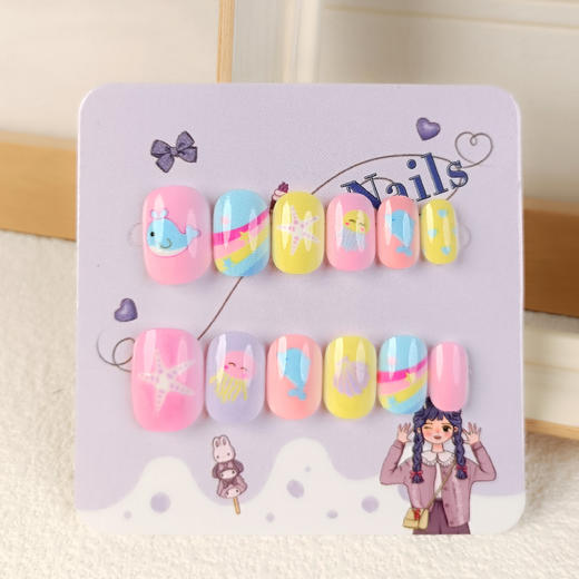 【9.9抢12片！多巴胺可爱美甲贴】随贴随卸，果冻胶款儿童穿戴甲美甲12片系列指甲贴片卡通甲片 商品图13