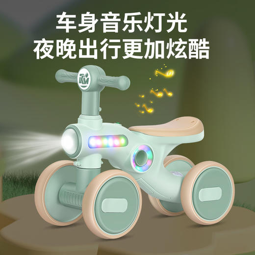 【音乐灯光！高颜值儿童滑行车】儿童滑行学步车1-3岁男女宝宝无脚踏防侧翻四轮滑滑车扭扭车溜车，四轮加宽设计，配合低重心设计，避免侧翻发生。ry 商品图1