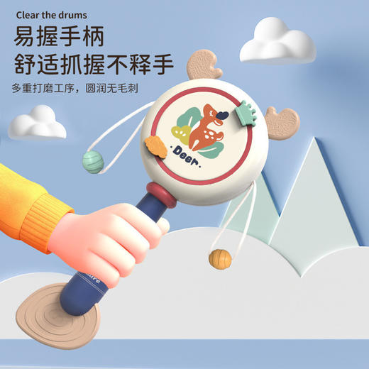 宝宝拨浪鼓婴儿可啃咬牙胶摇铃儿童玩具网红手摇大波浪鼓厂家直供 商品图2