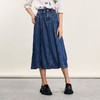 谜底松紧腰牛仔半身裙2024年夏款复古风高腰抽绳长半裙242MB0601 商品缩略图0