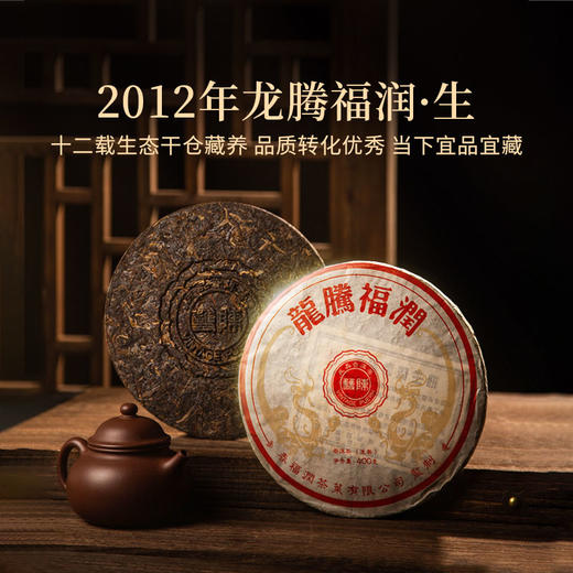 2012年龙腾福润生茶铁饼压制普洱古树茶云南七子饼茶400g饼 商品图0
