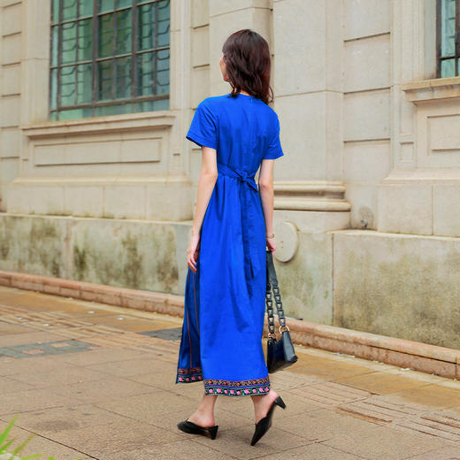 蓝色超好看 | 花意深短袖清马面连衣裙 | 现货加急发 商品图3