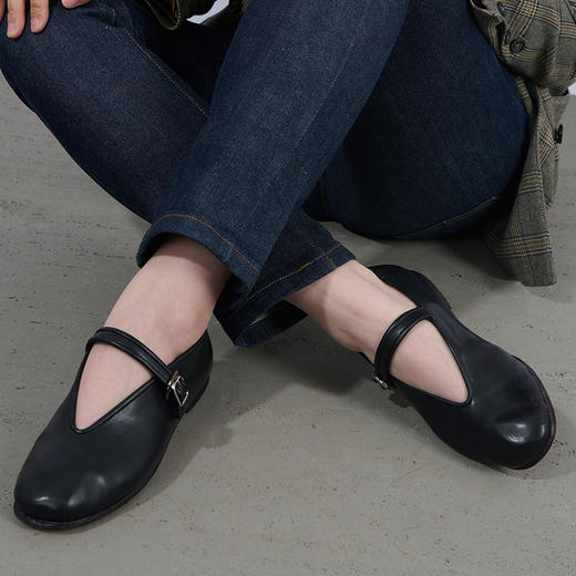 内联升女鞋手工单鞋镶芯皮底皮便木兰元口一代鞋7230A 商品图2