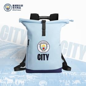 曼城俱乐部官方商品丨蓝色PU队徽款双肩包大容量背包正品球迷周边