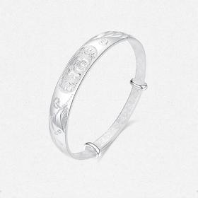 周大生足银推拉宝宝手镯百福具臻有福手镯龙凤送福手镯福满盈手镯周岁礼