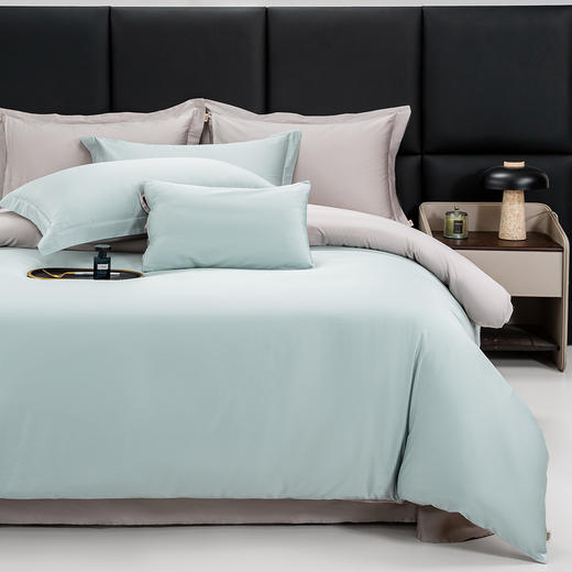 【维科家纺】60S天雪长绒棉A类抑菌四件套-撞色款（蓝灰） 商品图1