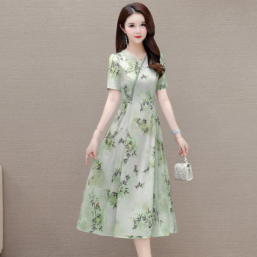 新中式印花中长款，修身时尚连衣裙QYM-OMS-XQA469-L 商品图1